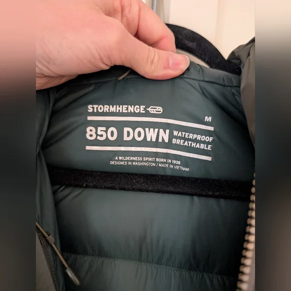 Rei Men's 850 Down Stormhenge Green Winter Hiking Jacket - Picture 10 of 11